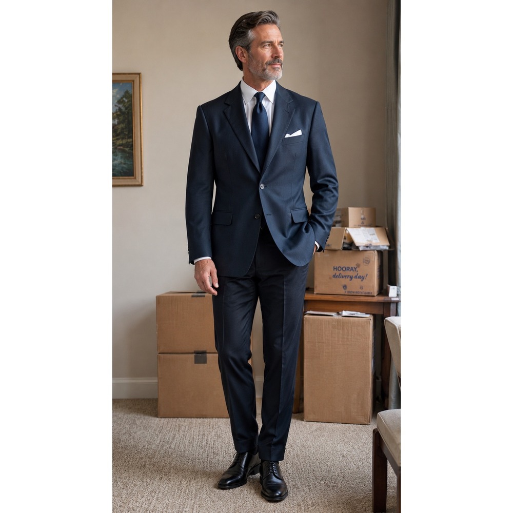 Canali Mens Navy Blue Wool 3-Button Suit Jacket Blazer Made in Italy 58L kk13